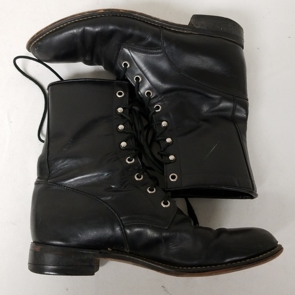 Diamond Brand Black Leather Lace Up Boots - Picture 4 of 6